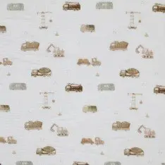 Double Gauze Fabric Digital Print - Construction Vehicles Double Gauze Fabric Digital Print - Construction Vehicles