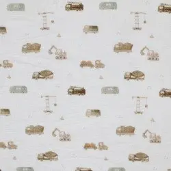 Double Gauze Fabric Digital Print - Construction Vehicles Double Gauze Fabric Digital Print - Construction Vehicles