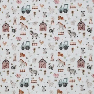 Double Gauze Fabric Digital Print - Farm Life - (Child Fabrics)