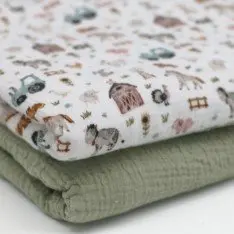 Tissu Double Gaze Impression Numérique - La Vie À La Ferme Tissu Double Gaze Impression Numérique - La Vie À La Ferme