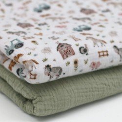 Double Gauze Fabric Digital Print - Farm Life