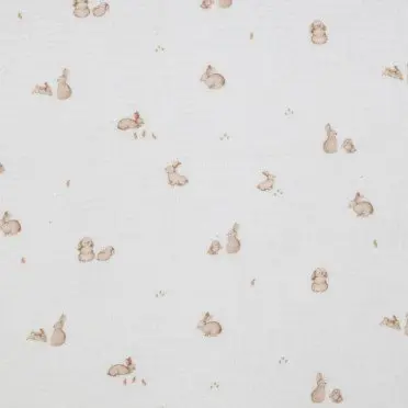Baumwoll Musselin Stoff Digital - Kleines Kaninchen - (Kinder Stoffe)