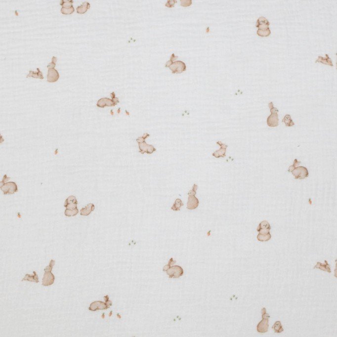 Baumwoll Musselin Stoff Digital - Kleines Kaninchen - (Kinder Stoffe)