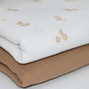Baumwoll Musselin Stoff Digital - Kleines Kaninchen - (Kinder Stoffe)