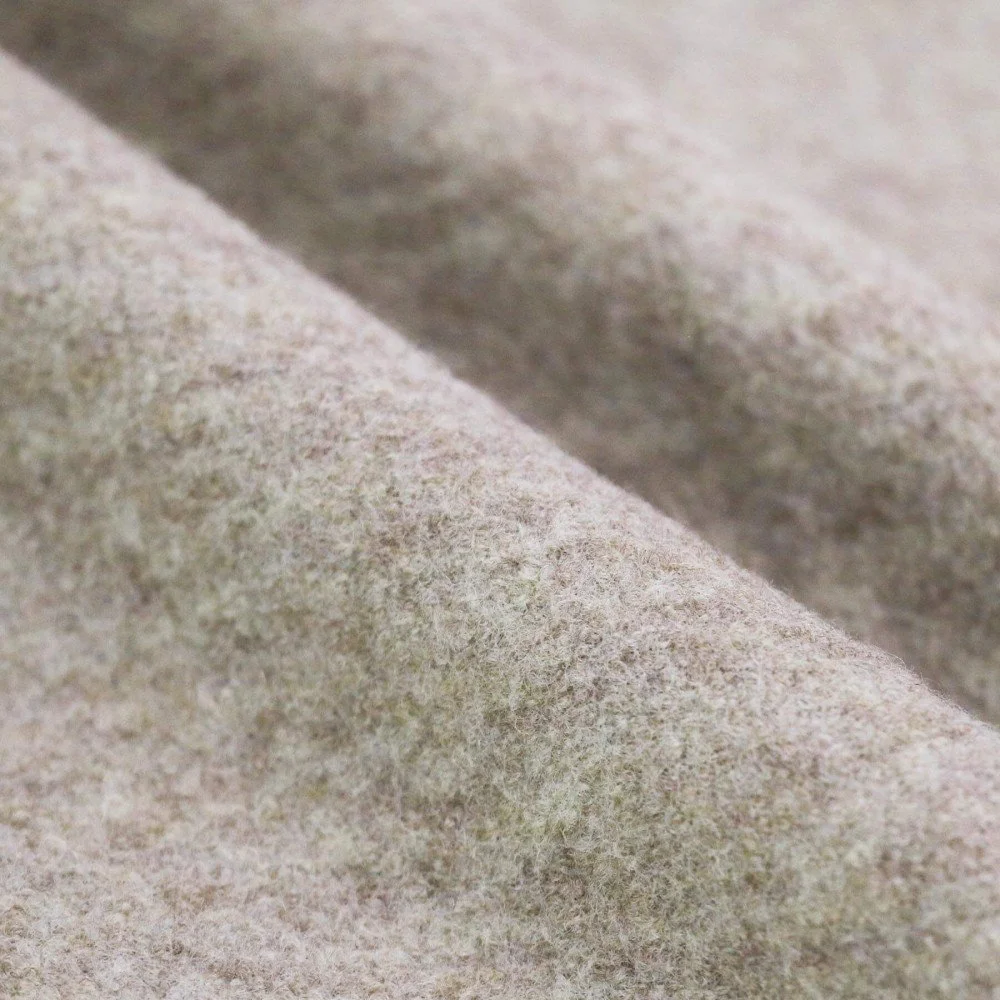 Tessuto Loden Follato Di Lana Beige Melange
