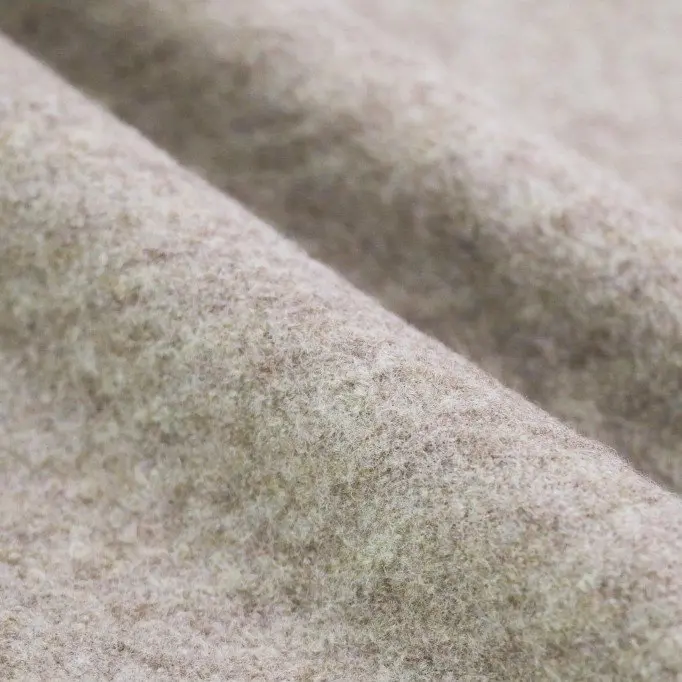Walkloden Stof Gemeleerd Beige - (Gekookte Wol Stoffen)
