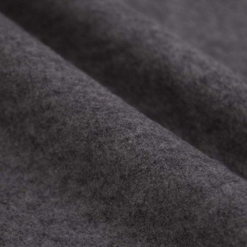 Fulled Loden Wool Fabric Melange Dark Grey