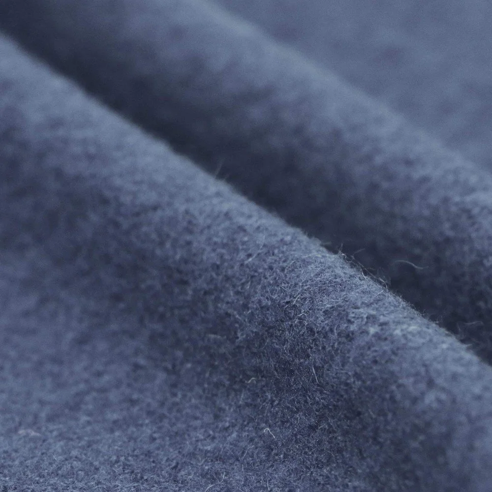 Tessuto Loden Follato Di Lana Jeans Scuro