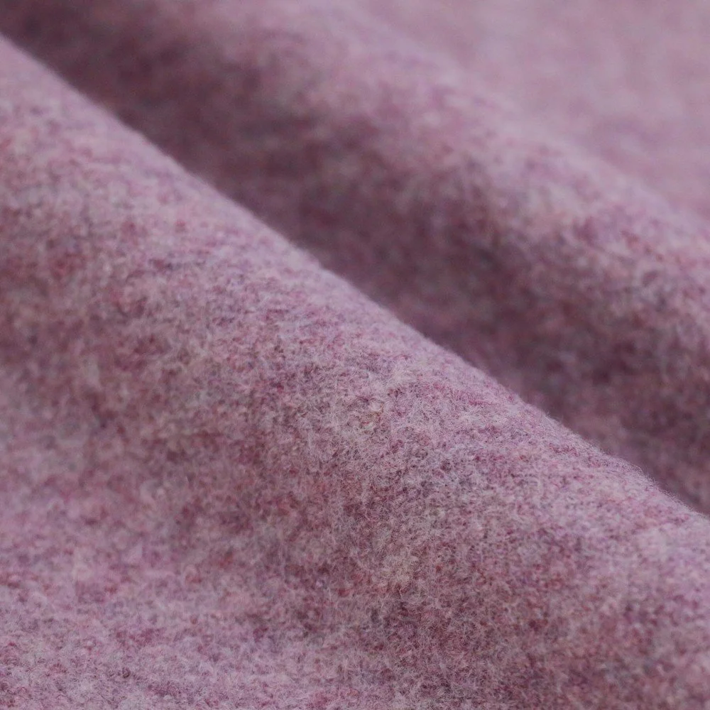 Tessuto Loden Follato Di Lana Rosa Antico Melange