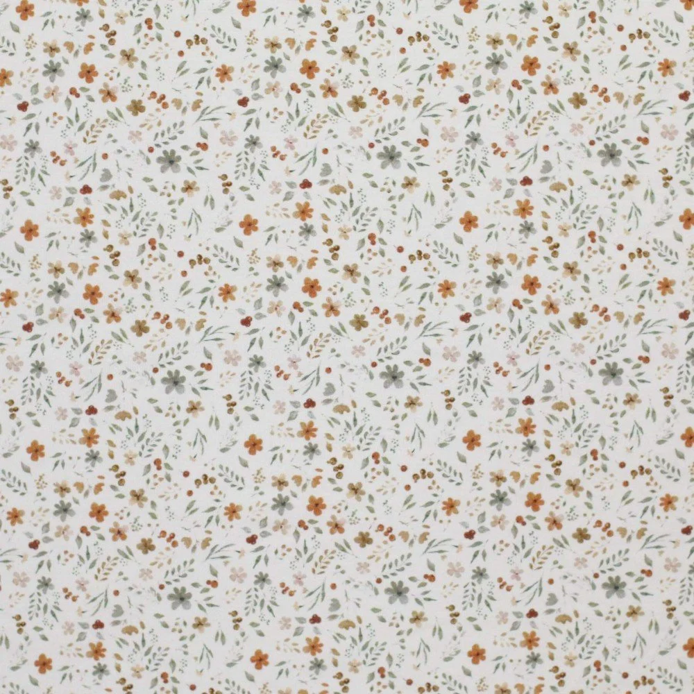 Jersey Katoen Digitale Print - Bloem Collage Beige