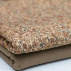 Jersey Cotton Fabric Digital Print - Sweet Little Flowers Cacao