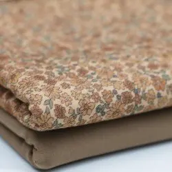 Jersey Katoen Digitale Print - Lieve Kleine Bloemen Cacao