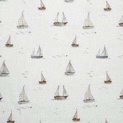 Rib Knit Jersey Fabric - Sailboats