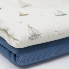 Rippstrick Jersey Stoff - Segelboote