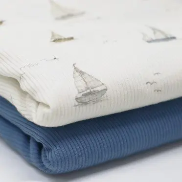 Rib Jersey Stof - Zeilboten | Rijs Textiles Rib Jersey Stof - Zeilboten - (Jersey Stoffen)