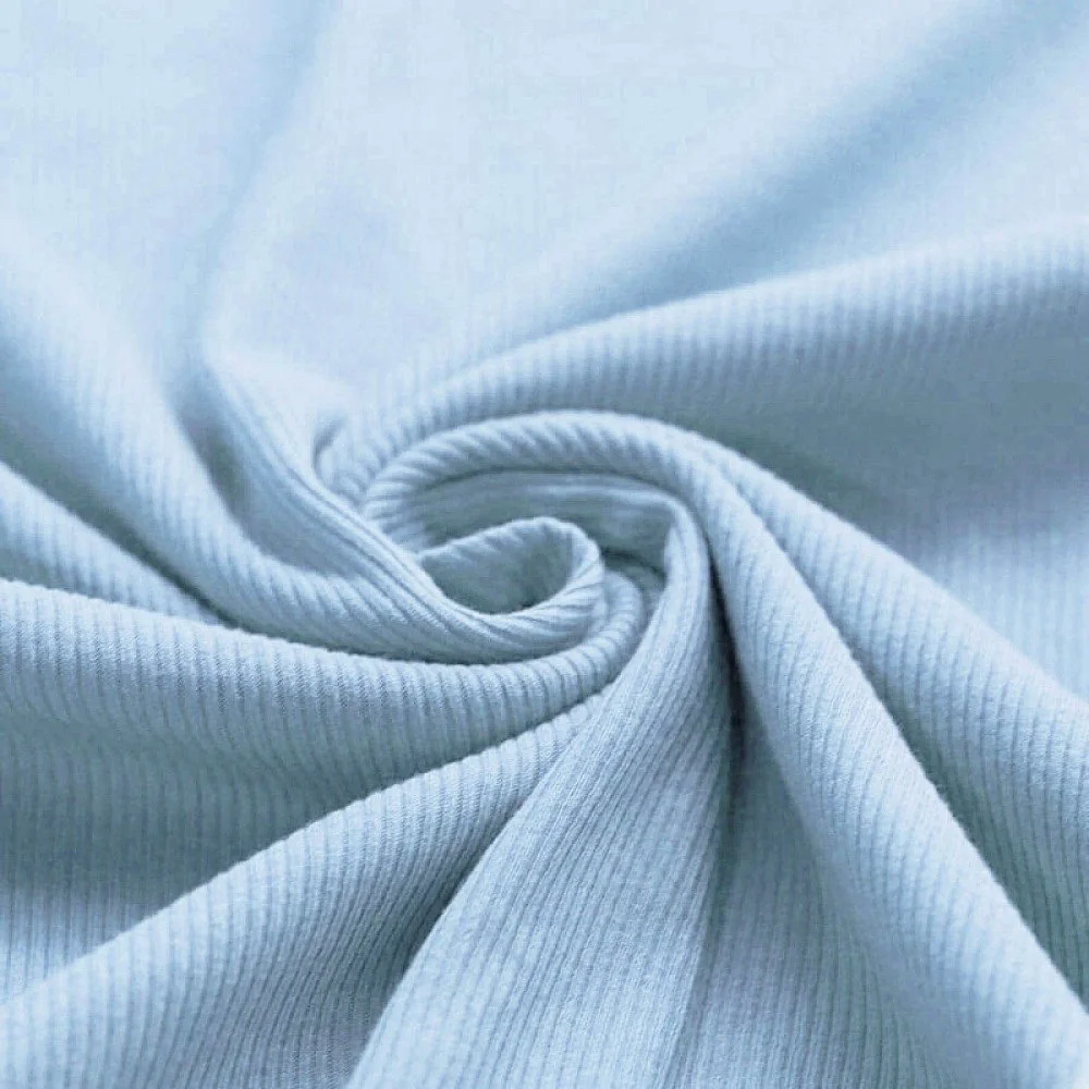 Rib Jersey Stof Licht Blauw