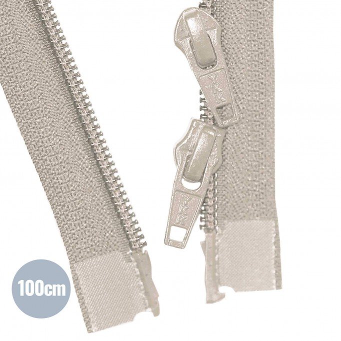 Dubbel Deelbare Spiraal Rits YKK Licht Beige 100CM Nylon - (Ritsen Ykk)