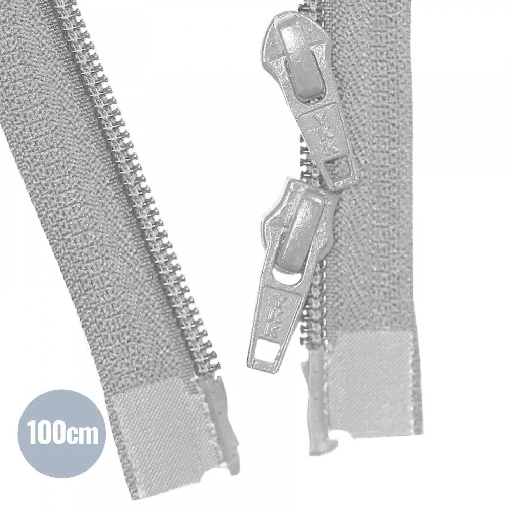 Dubbel Deelbare Spiraal Rits YKK Licht Grijs (576) 100CM Nylon
