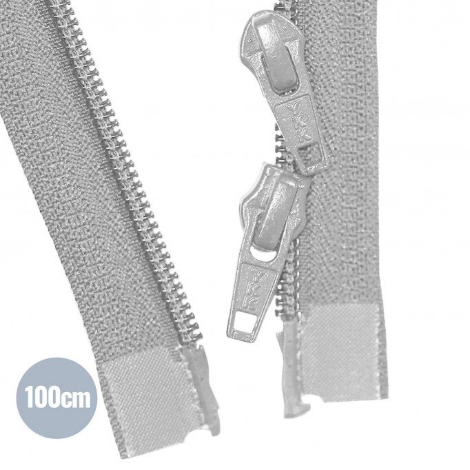 Dubbel Deelbare Spiraal Rits YKK Licht Grijs 100CM Nylon - (Ritsen Ykk)