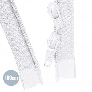 Two-Way Spiral Zipper YKK White (501) 100CM Nylon