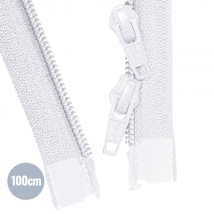 Fermetures Éclair Spirale Bidirectionnelle Séparable YKK Blanc 100CM Nylon - (Fermetures Éclair YKK )