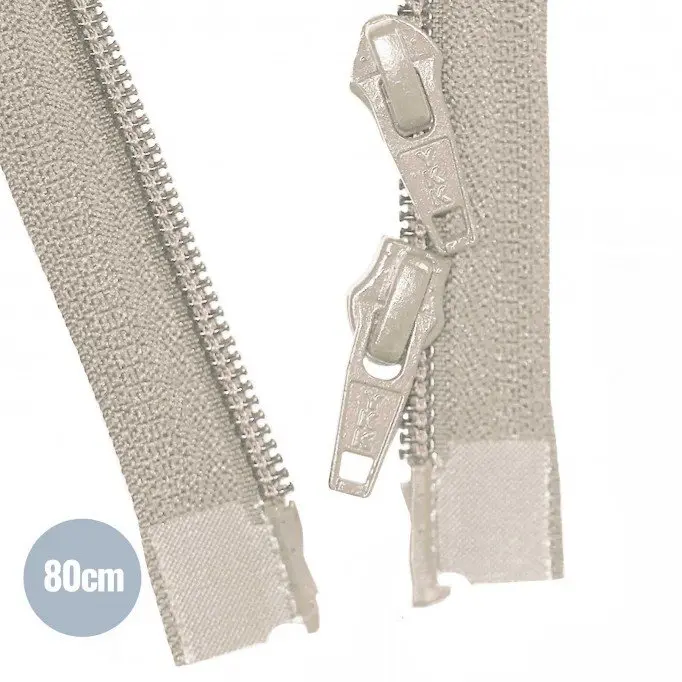 Two-Way Spiral Zipper YKK Light Beige 80CM Nylon - (Zippers YKK)