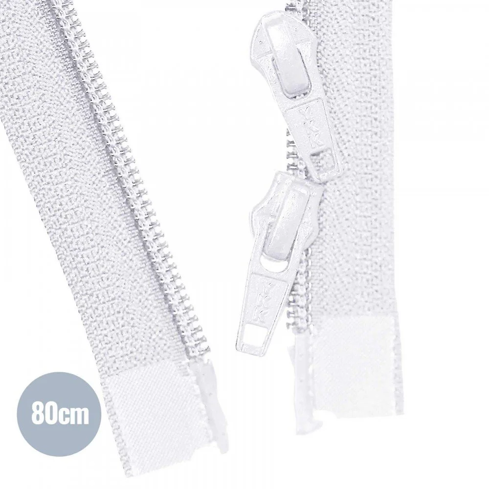 Teilbarer Zweiwege Spiralreißverschlüsse YKK Weiß (501) 80CM Nylon