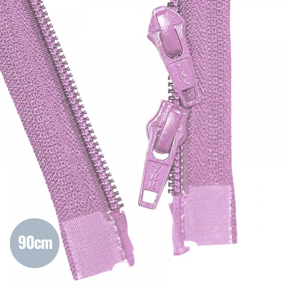 To-Vejs Delbare Spiral Lynlåse YKK Mørk Pink  (051) 90CM Nylon