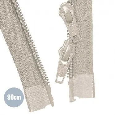 Teilbarer Zweiwege Spiralreißverschlüsse YKK Hellbeige 90CM Nylon - (Reißverschluss YKK)