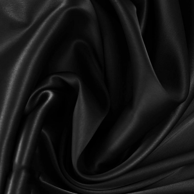 Tessuto Raso Di Seta Stretch Nero - (Tessuti Moda)