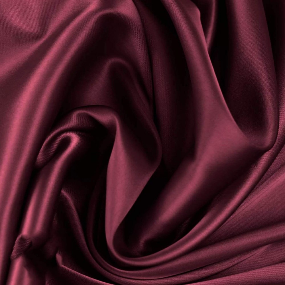 Silk Stretch Satin Fabric Bordeaux