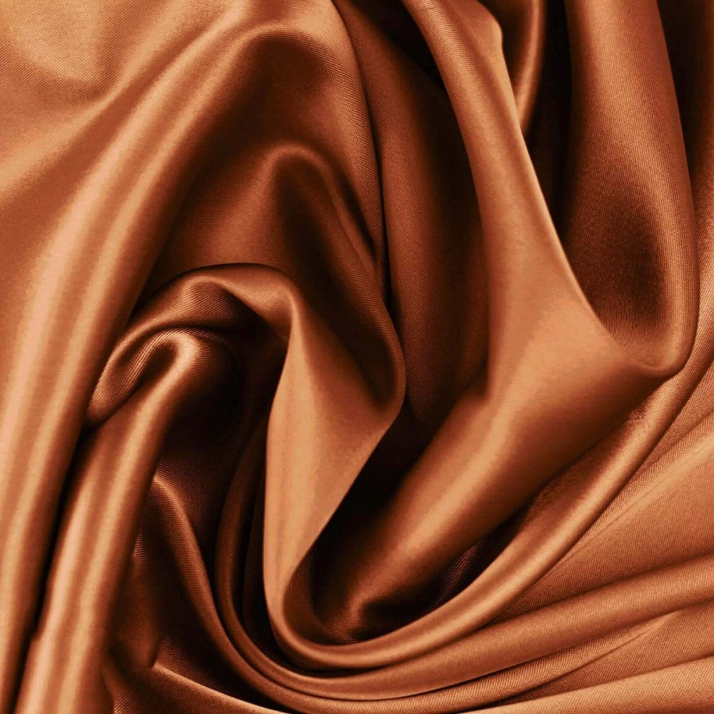 Silk Stretch Satin Fabric Cognac 