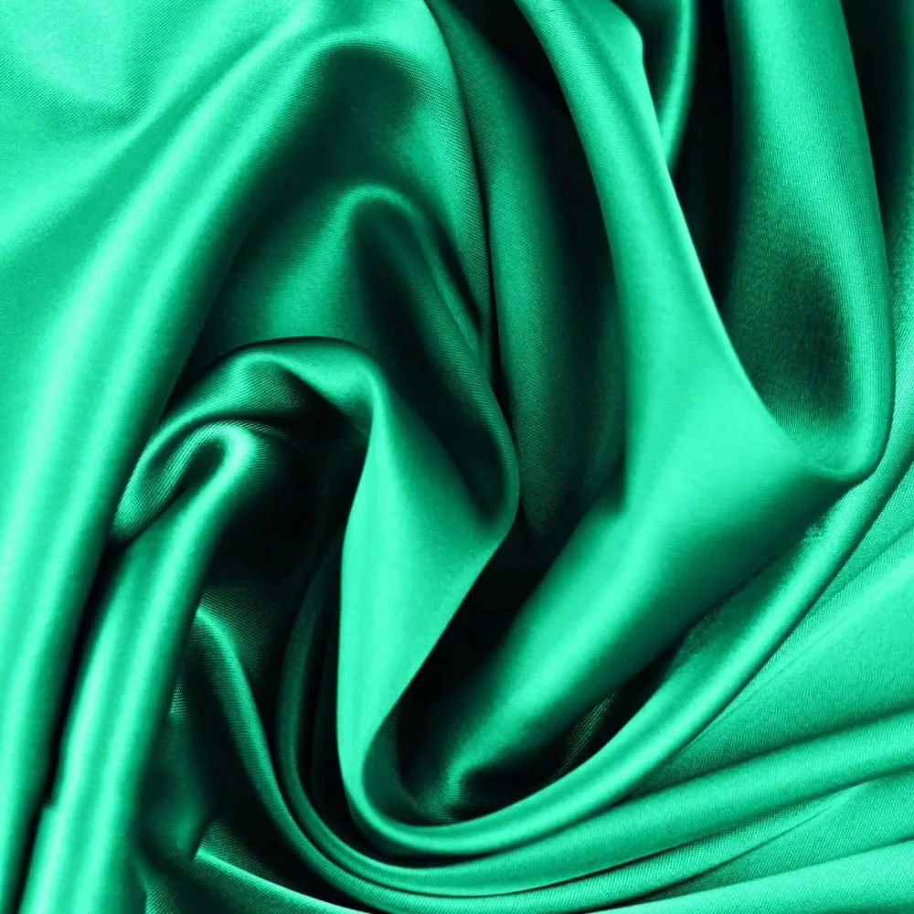 Tessuto Raso Di Seta Stretch Smeraldo Verde