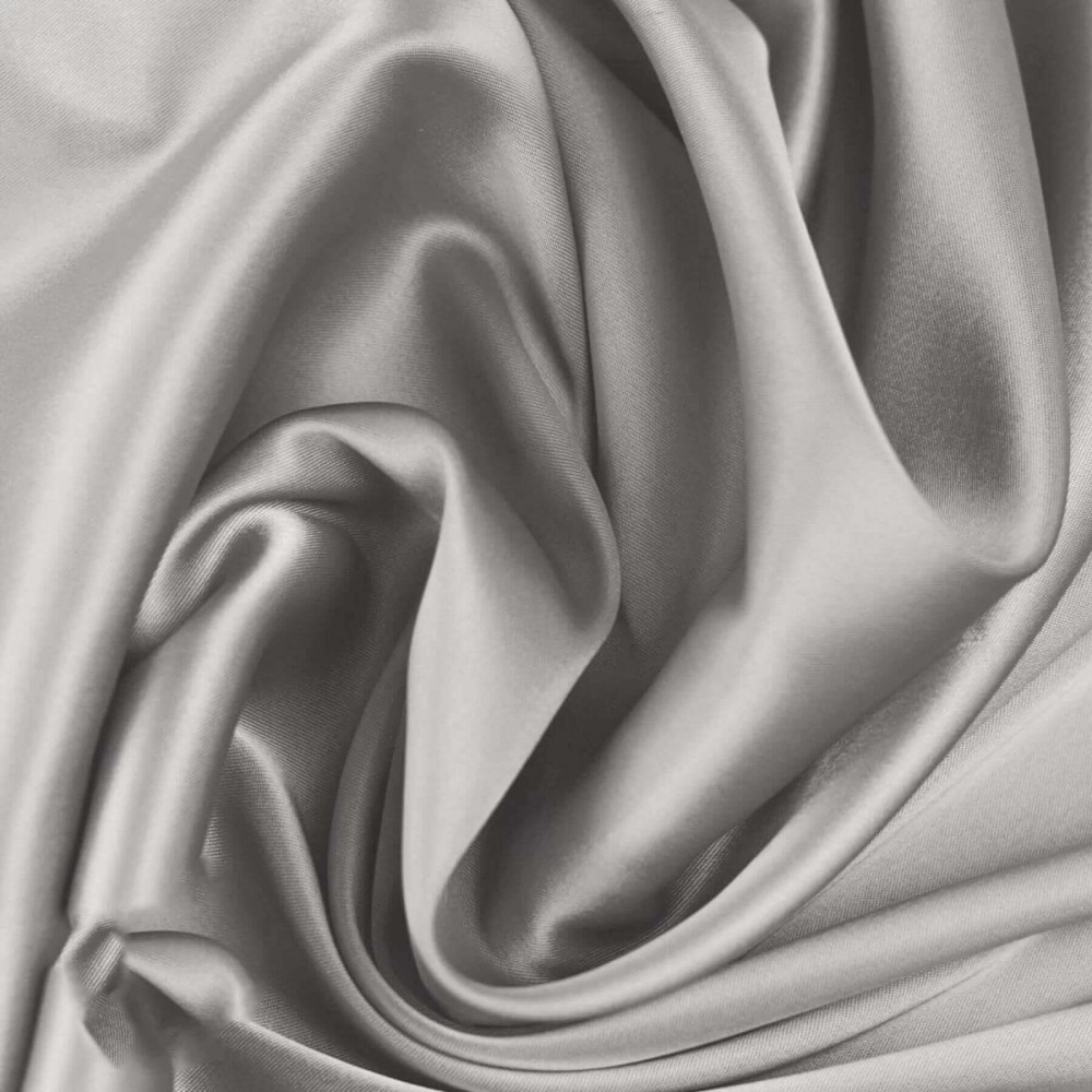 Silk Stretch Satin Fabric Grey