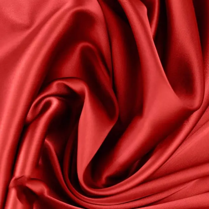 Stretch Silke Satin Stof Rød - (Fashion Stoffer)