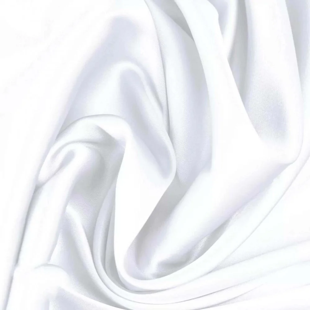 Tessuto Raso Di Seta Stretch Bianco
