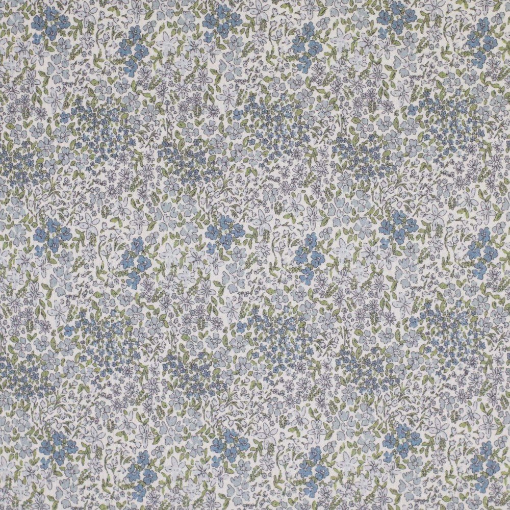 Rib Jersey Strikstof - Blomsterblanding Jeans Blå