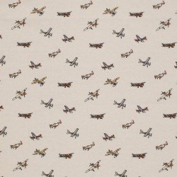 Rib Jersey Stof - Vliegtuig Beige