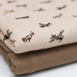 Rib Jersey Stof - Vliegtuig Beige