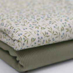 Rib Jersey Stof - Blauwe Bessenplant