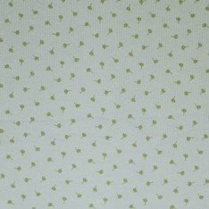 Tessuto Jersey Di Cotone Costine Stampato - Foglia Di Trifoglio Verde Polveroso