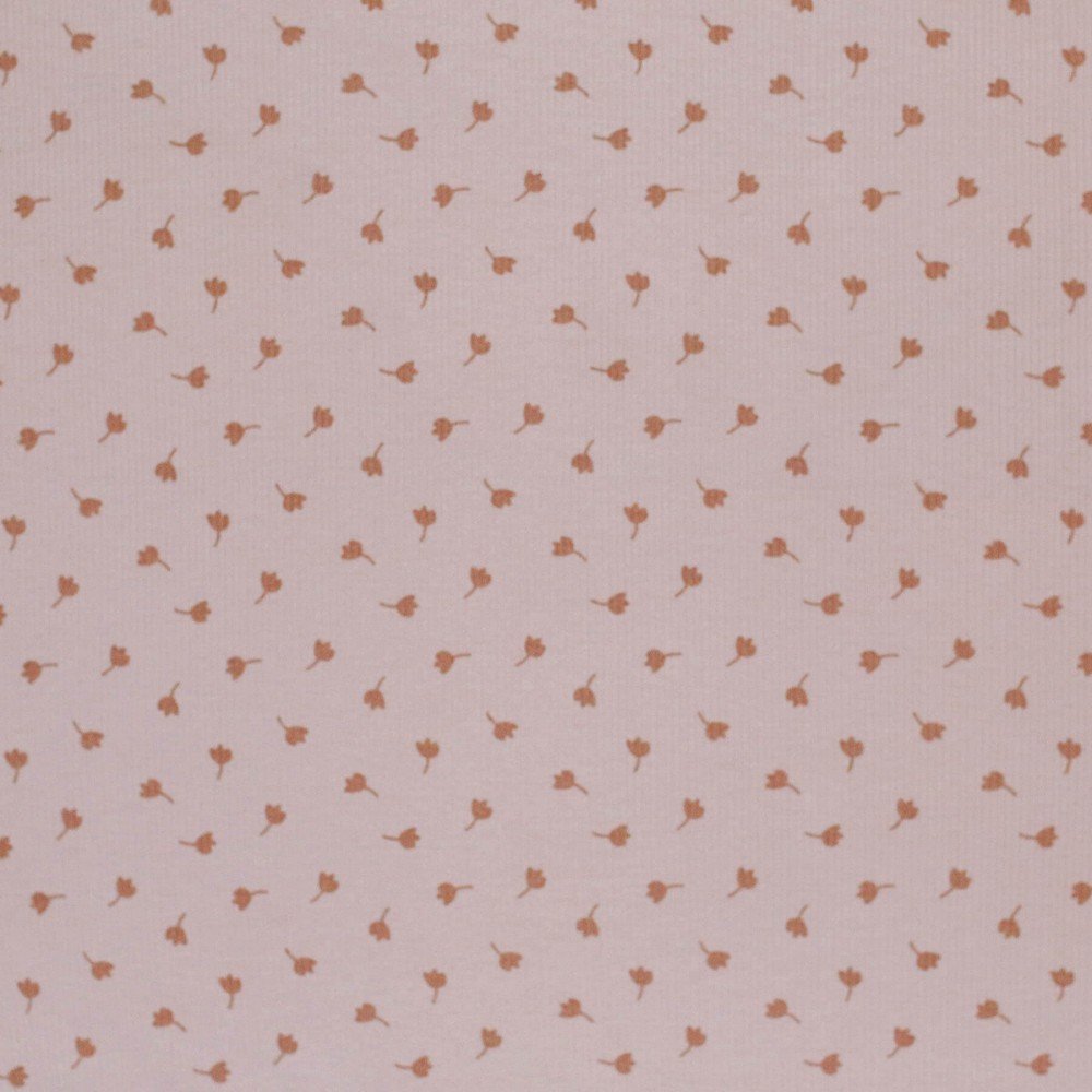 Rib Jersey Strikstof Muster - Kløverblad Nude Pink