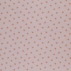 Tessuto Jersey Di Cotone Costine Stampato - Foglia Di Trifoglio Nude Rosa