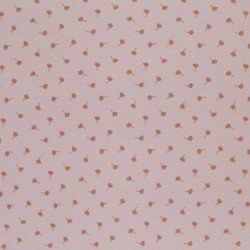 Tessuto Jersey Di Cotone Costine Stampato - Foglia Di Trifoglio Nude Rosa