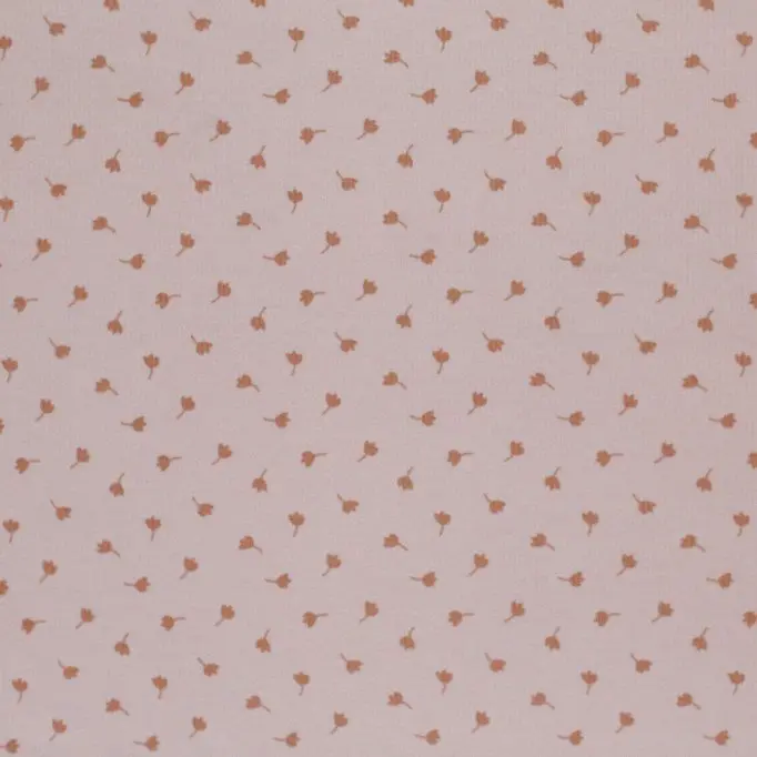 Tissu Maille Tricot Côtelé Imprimé - Feuille De Trèfle Nude Rose - (Tissus Jersey)