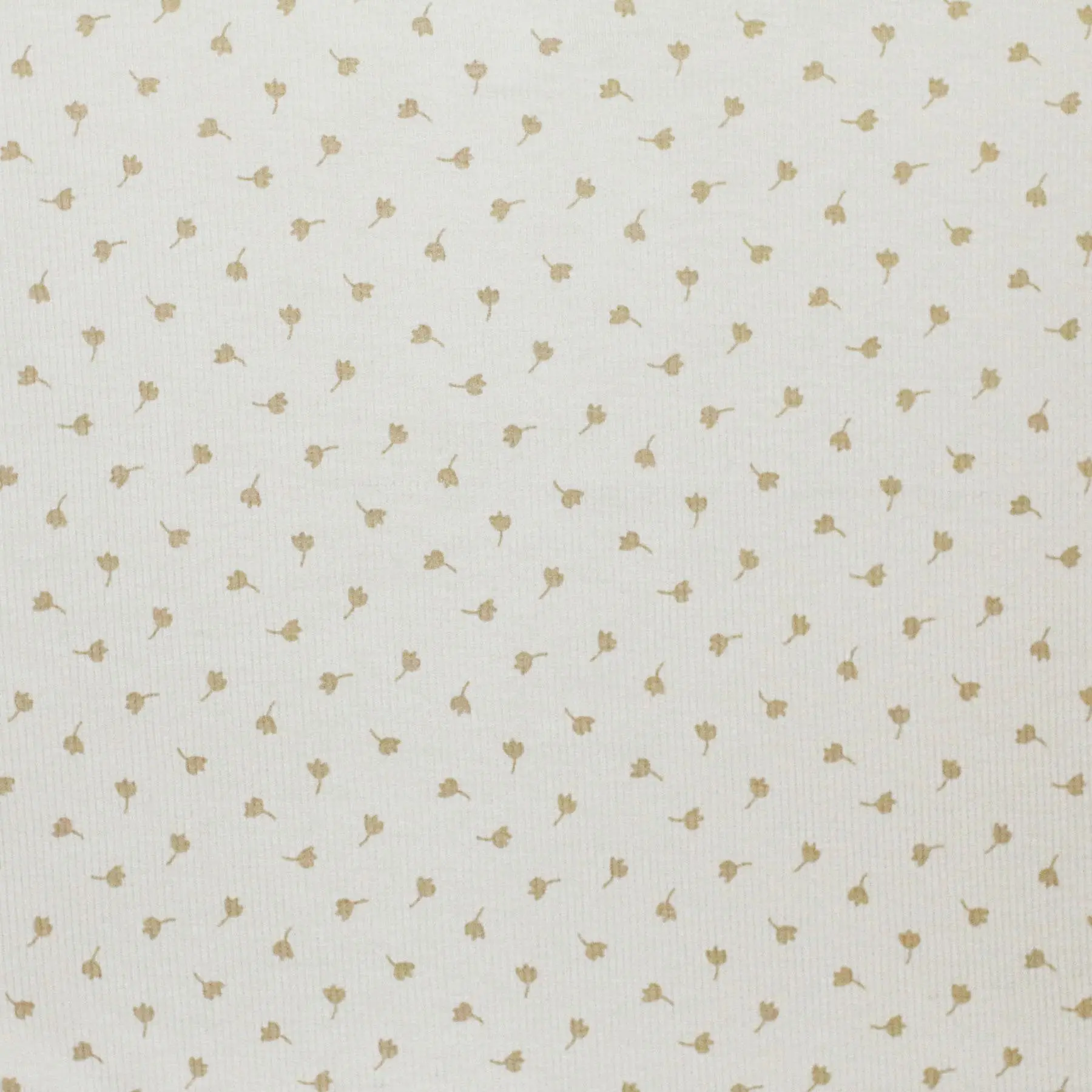 Rib Jersey Stof Bedrukt - Klaverblad Zand Beige
