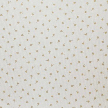 Tissu Maille Tricot Côtelé Imprimé - Feuille De Trèfle Beige Sable  - (Tissus Jersey)