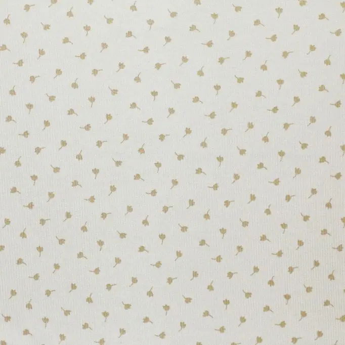 Tissu Maille Tricot Côtelé Imprimé - Feuille De Trèfle Beige Sable  - (Tissus Jersey)