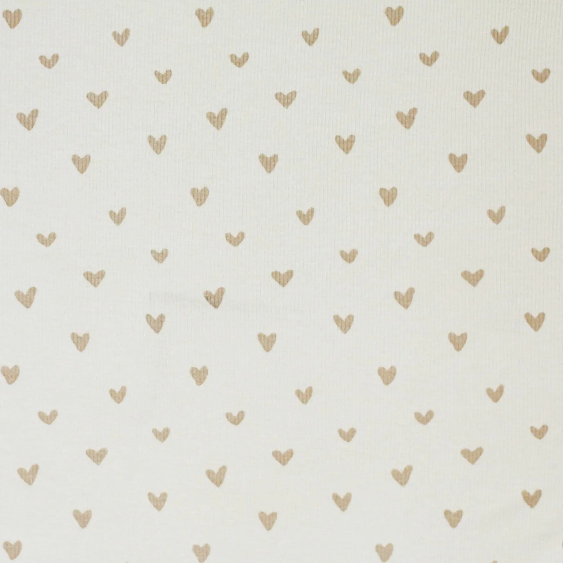 Rib Jersey Stof Bedrukt - Hartjes Zand Beige