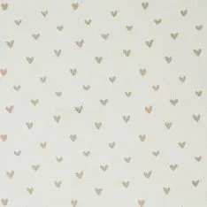 Tessuto Jersey Di Cotone Costine Stampato - Cuori Sabbia Beige  Tessuto Jersey Di Cotone Costine Stampato - Cuori Sabbia Beige